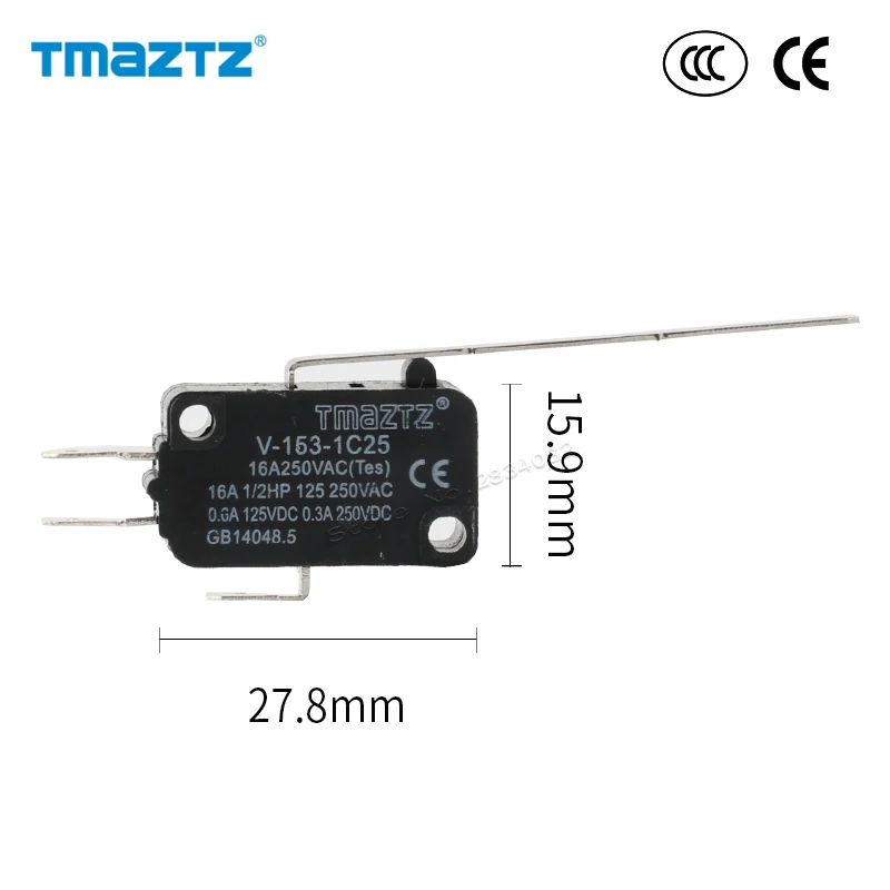 Мини Микро Переключатель 16A 250VAC 2 шт. нормально открывающийся длинный рычажный
