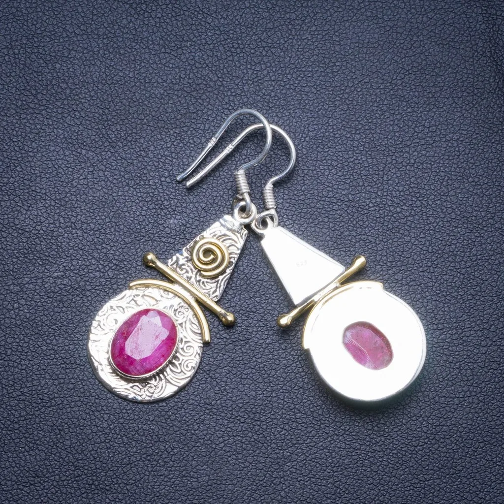 Stargems (TM) натуральный два тона Вишневый Рубин Handmade Уникальные 925 стерлингов