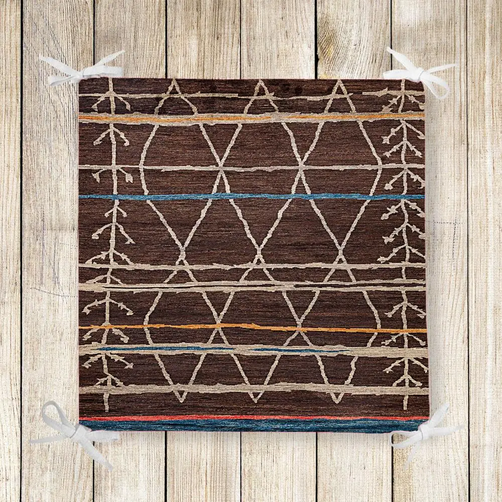 

Else Brown Yellow Vintage Ropes 3d Print Square Chair Pad Seat Cushion Soft Memory Foam Full Lenght Ties Non Slip Washable