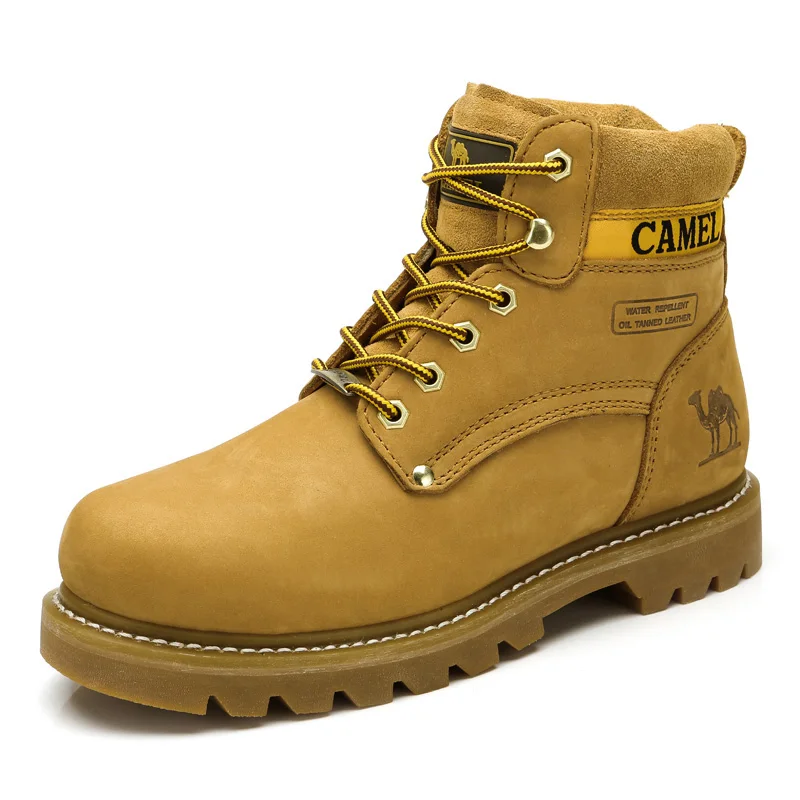 A842887034Yellow CAMEL/мужские ботинки; сезон осень-зима; Новинка; Ботинки Martin из натуральной кожи; обувь унисекс на шнуровке; ботильоны на резиновой подошве; цвет желтый; botas - Цвет: A842887034Yellow