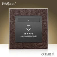 ce bs approved wallpad hotel inserd card power socket goats brown leather 40a high frequency sensor card switch free shipping