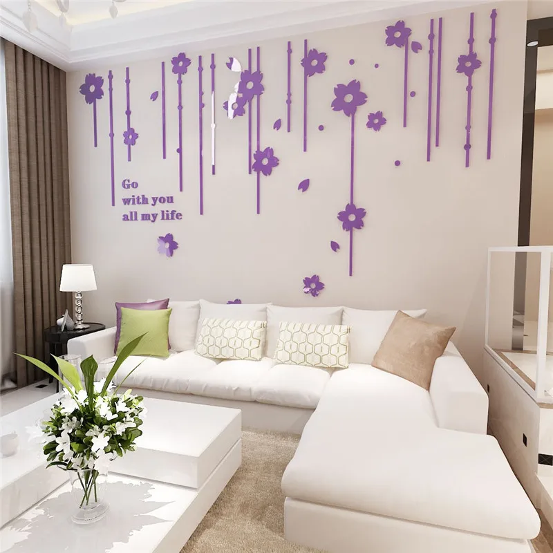 3D Three-dimensional crystal Wall Stickers Flower Living room bedroom TV background home decoration Europe Wall Hangings Decals