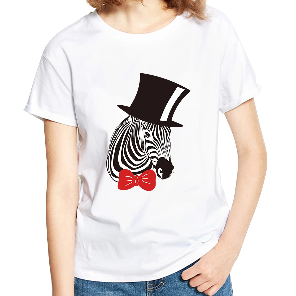 Милые с принтом зебры модная футболка из мягкого хлопка летняя Повседневная