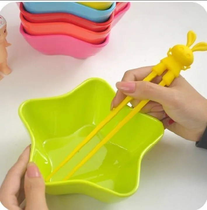 

100pairs Children Kid Beginner Easy Fun Learning Training Helper Bunny Rabbit Rubber Plastic Chopsticks