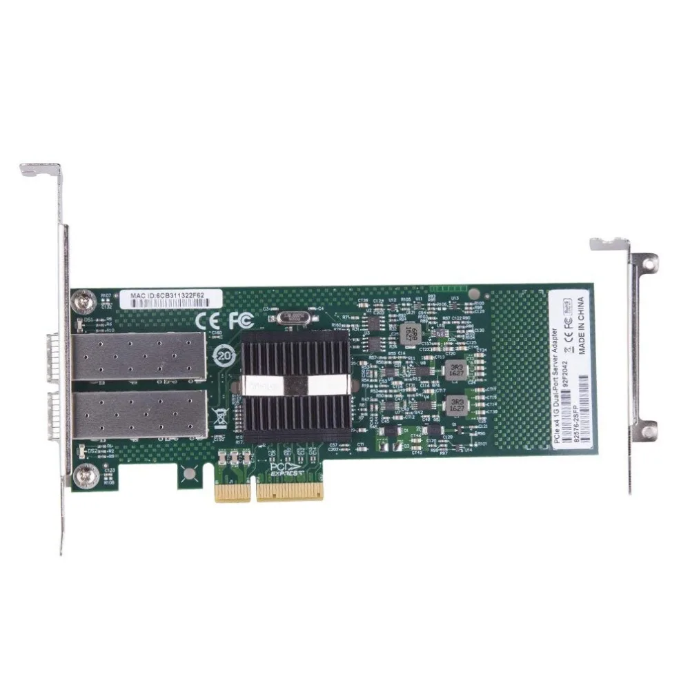 10Gtek Intel 82576 Chip Gigabit Ethernet конвергентный сетевой адаптер (NIC) двойные SFP порты PCI Express 2