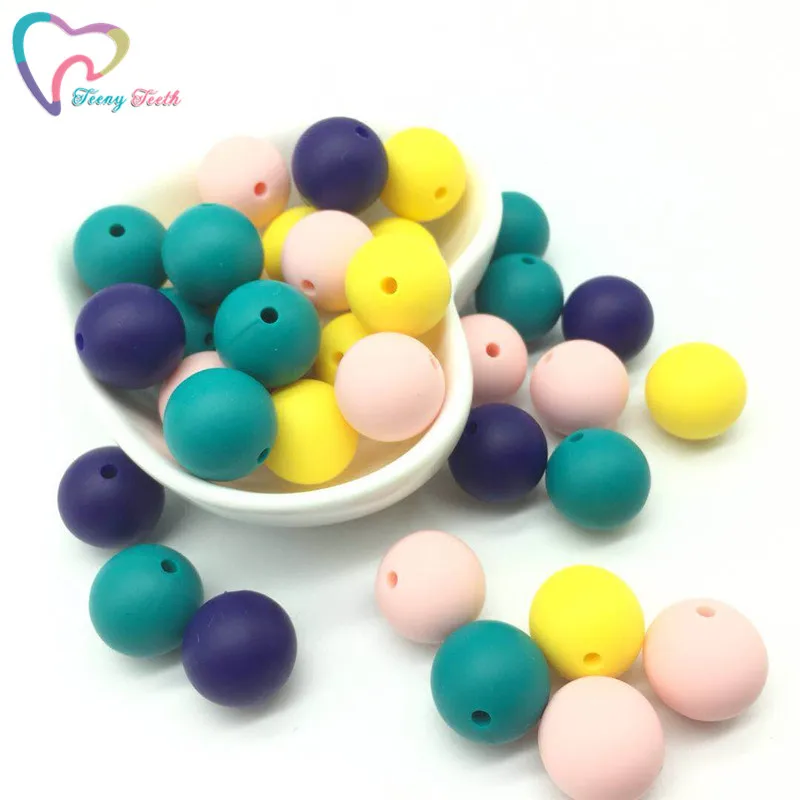 Круглые силиконовые бусины Teeny Teeth 12 15 мм 100 шт. Микс розовый желтый Детские