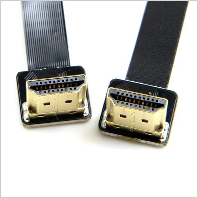 LEORY FPV HDMI кабель двойной под углом 90 градусов Тип мужчина к мужчине HDTV плоский