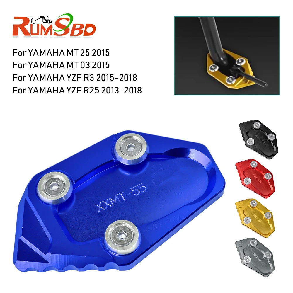 

For Yamaha YZF R3 R25 MT25 MT03 Side Stand Plate Kickstand Extension Enlarge Foot Pad Accessories 2013 2014 2015 2016 2017 2018