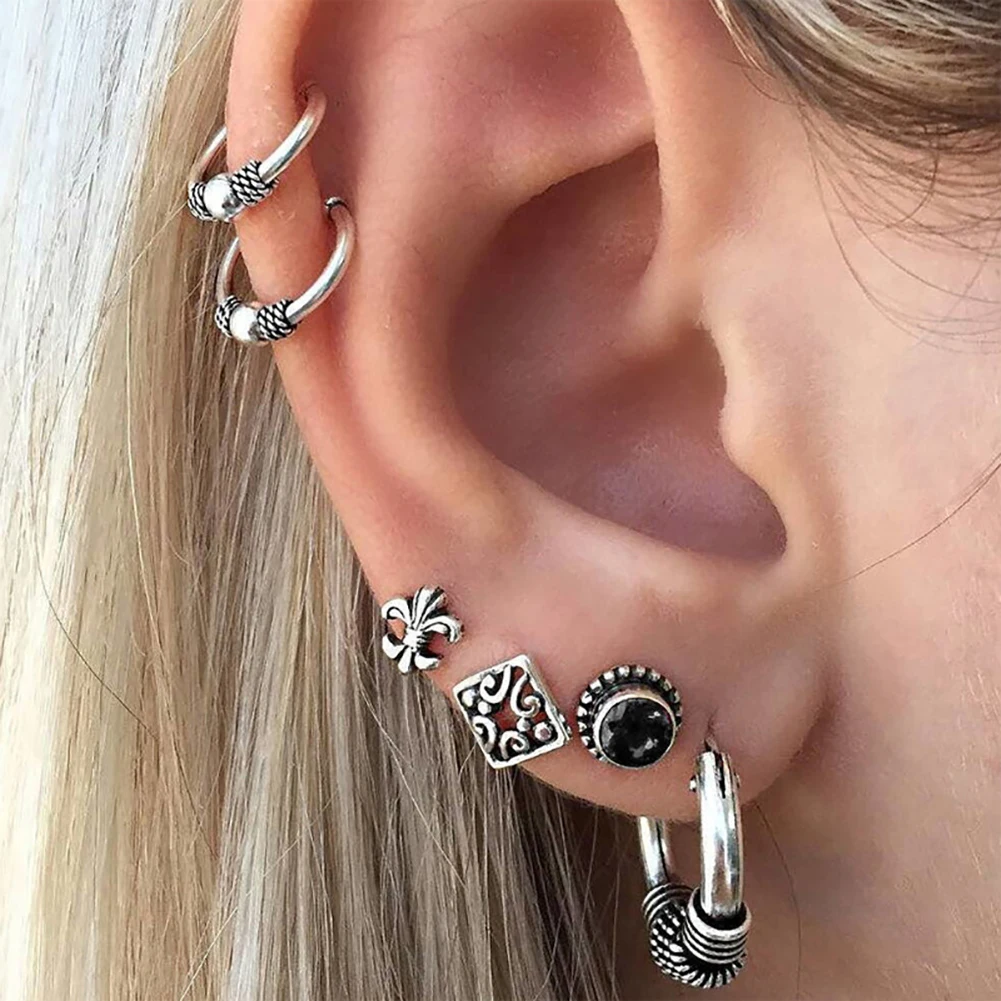 6Pcs/Set Boho Antique Ear Clip Stud Earrings Women Party Jewelry Christmas Gift | Украшения и аксессуары