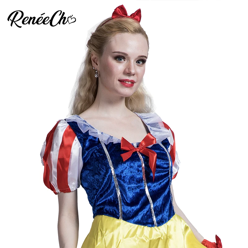 Beauty Dress For Halloween Costume Classic Snow White Women lady carnival costume adult dress and headband set cosplay |