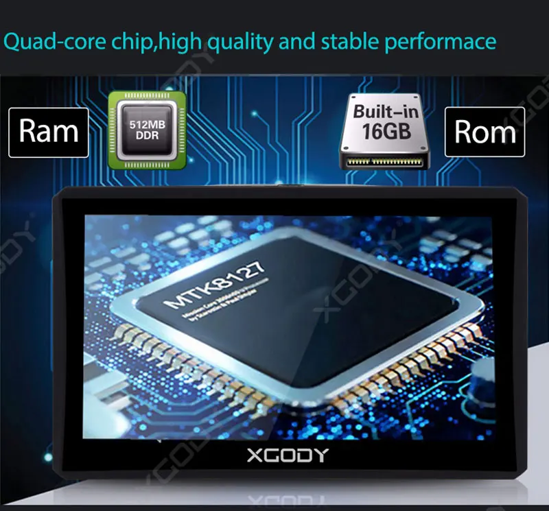 XGODY X7 " Автомобильный видеорегистратор gps WiFi Android 4,4 сенсорный экран навигационная Автомобильная камера 1080P Dash камера 512 М+ 16 Гб AvIn карта Dashcam навигатор