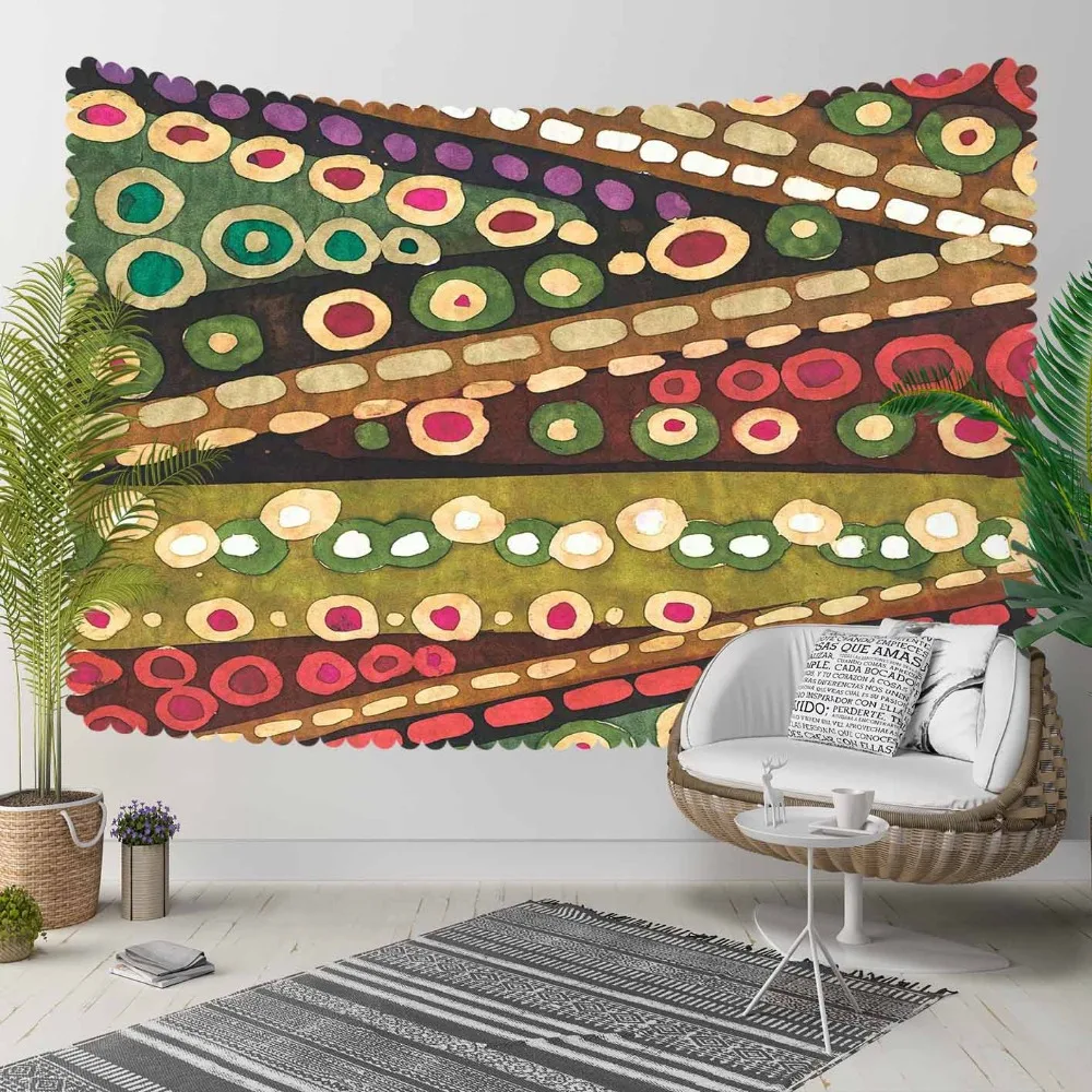 

Else Green Purple Red Rings Brown Lines Mandala 3D Print Decorative Hippi Bohemian Wall Hanging Landscape Tapestry Wall Art