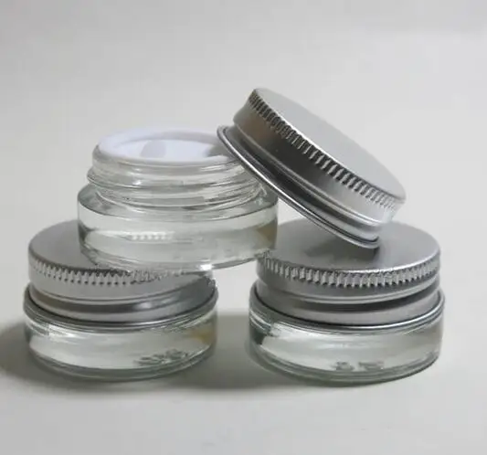 

400pcs 5g high quality glass cream jar with aluminum lid,5ML wide mouth cosmetic container,eye cream cosmetic packaging#41