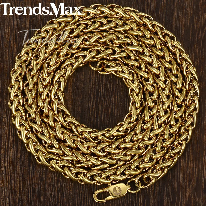 Мужская плетеная цепочка Trendsmax из нержавеющей стали золотистого цвета 3-9 5 мм KKNM161