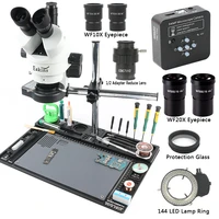 3 5x 90x 180x simul focal continuous zoom trinocular stereo microscope 34mp 2k hdmi usb camera 12 ctv adapter big workbench