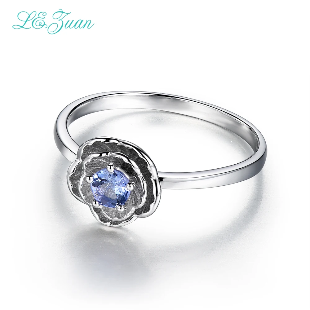 Женское кольцо из серебра 925 пробы с натуральным танзанитом карата|natural tanzanite|fine