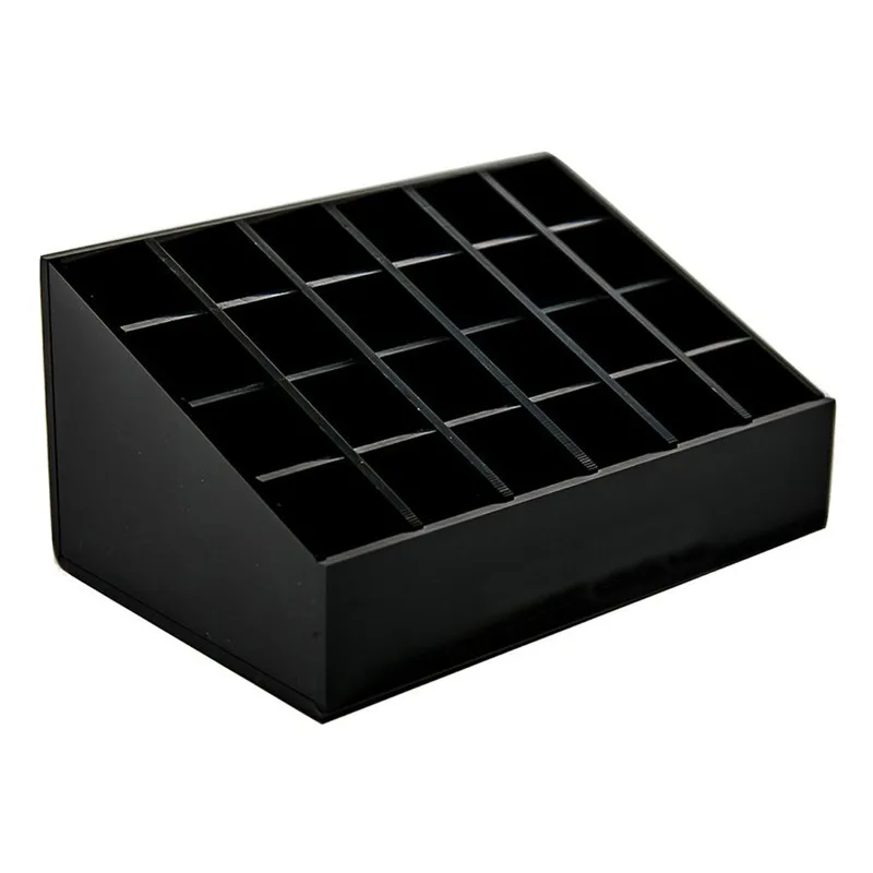 Акриловый черный держатель для карандашей блеска губ 24 отделения коробка губной