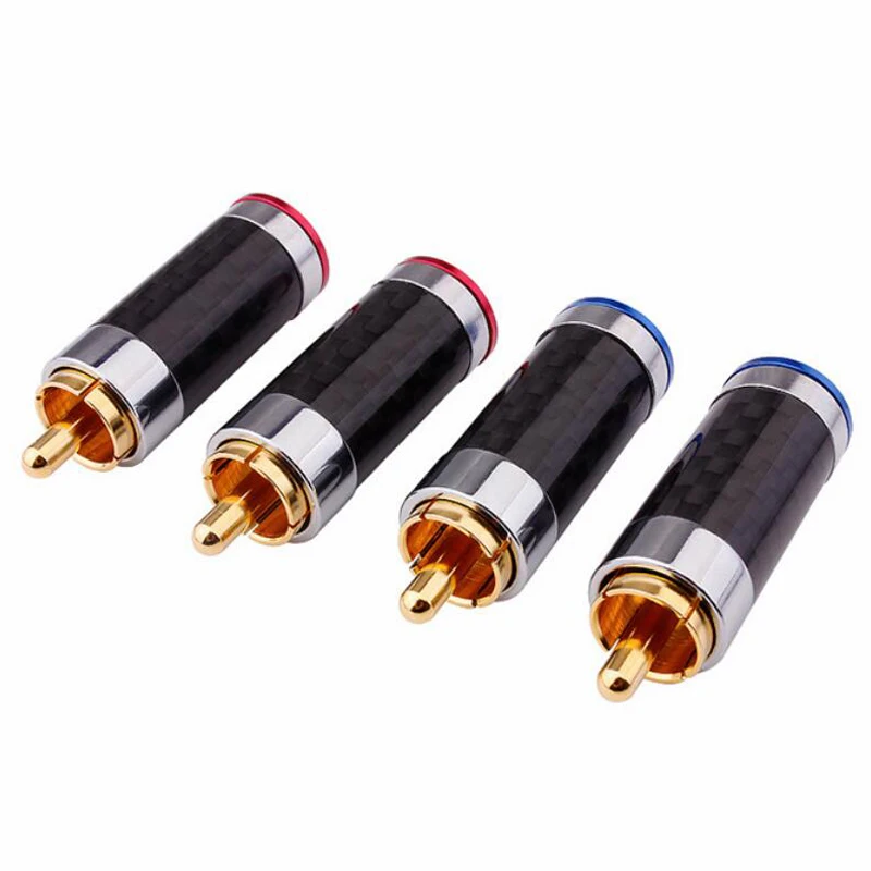 HiFi 4 шт. Позолоченные разъемы RCA из углеродного волокна Соединительный кабель