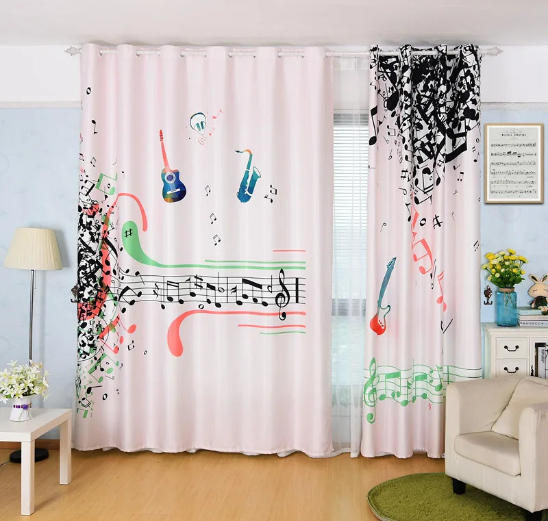 

Custom Window Curtains for Living Room Bedroom Nursery Kid Children Room Window Tulle Sheer Drapes Music Pink
