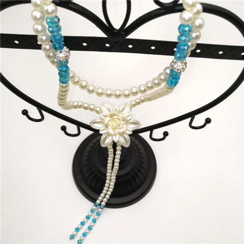 2019 China Fashion Three-dimensional Flower Sweater Chain Crystal Simulation Pearl Modern Necklace Exotic Accessories E0010 |