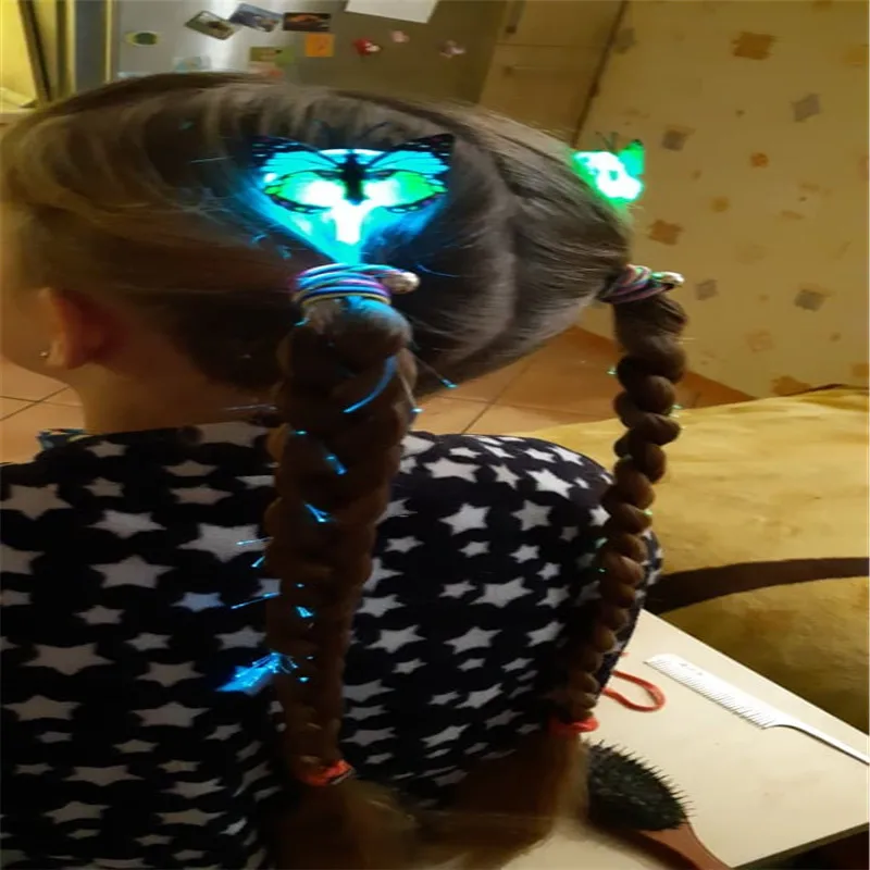 LED Wigs Glowing Flash Ligth Hair Braid Clip butterfly Hairpin Christmas Birthday Toy Children Kid Gift Fun Fly Catapult Eject | Игрушки и