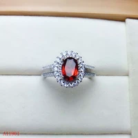 kjjeaxcmy boutique jewelryar 925 silver inlaid natural garnet luxury ring support detection