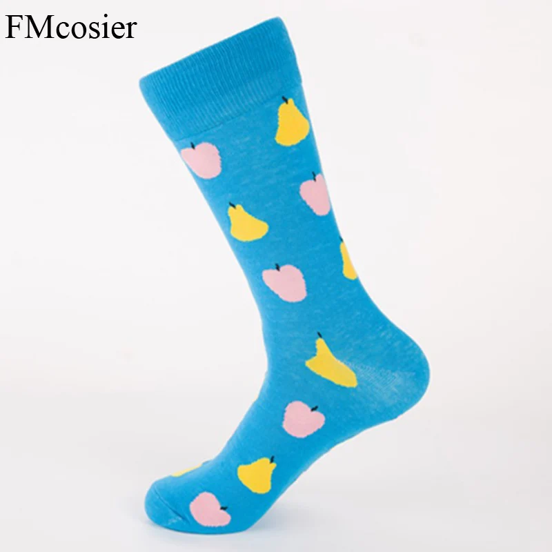 Pear-blue 7 пар, новинка, хлопковые, унисекс, для влюбленных, для женщин и мужчин, длинные, теплые, с ворсом, забавные носки, набор, забавные подарки для мужчин, Meias Masculino Sokken Calcetines - Цвет: Pear-blue