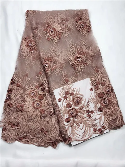 Кружевные шнурки в нигерийском стиле 2017 золотые зеленые с бусинами