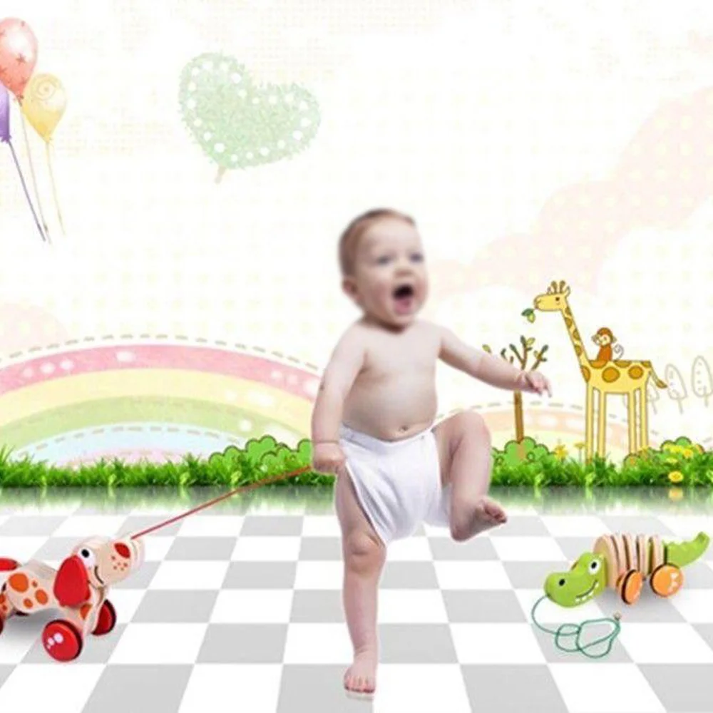 Милые Нетоксичные Деревянные Push & Pull Игрушка Ходить Крокодил Для Детей Дети