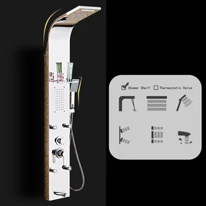 Дождевая душевая панель из нержавеющей стали, система для массажа от дождя с насадками и ручным душем, термостатический многофункциональный, светодиодный экран