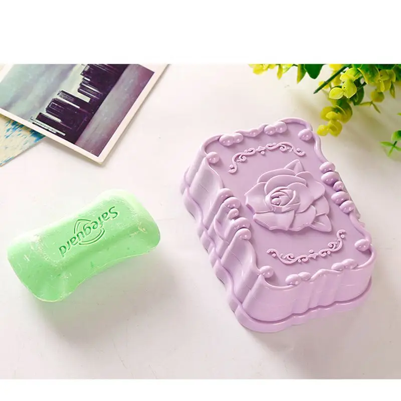 Portable Waterproof Rose Bathroom Soap Dishes Plastic Home Decoration Accessories Travel Supplies Box Case Holder Container | Дом и сад