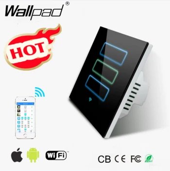 Горячая продажа Wallpad черный WIFI выключатель света ЕС Великобритания 110 ~ 220 В 3 банды