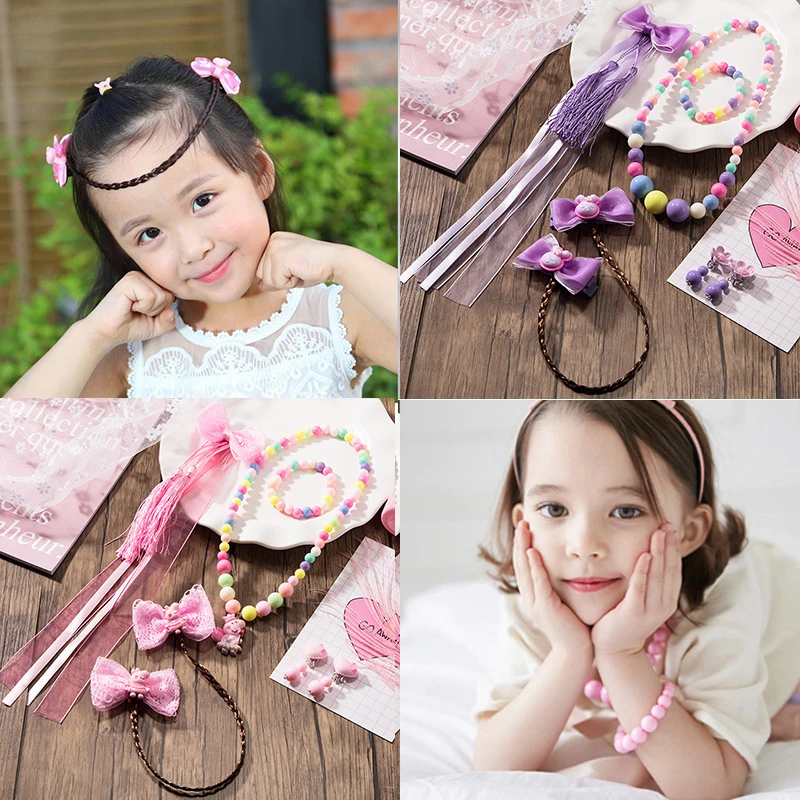 6 шт./компл.-детский подарочный набор цепочка украшение на лоб с бантом для волос