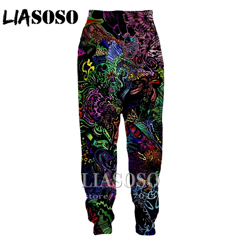 LIASOSO, 3d принт, мужские, женские спортивные штаны, аниме, Shantou, цветные, Триппи, пот, панк, зимние штаны, рок листья, хип-хоп брюки, D706