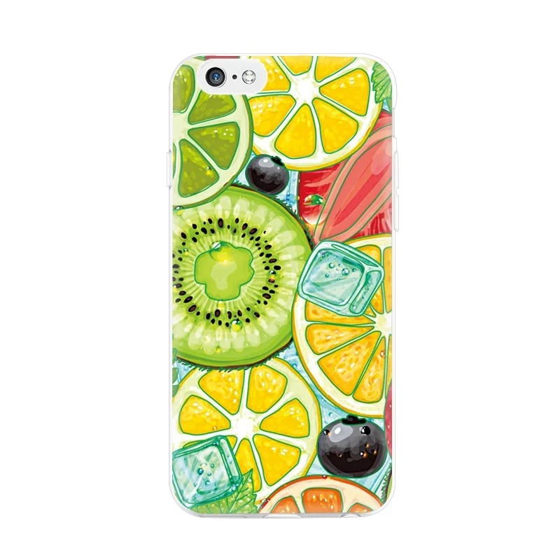 Phone Case For iPhone X 6 6S 7 8 Plus 5 5S SE Transparent Silicone Back Cover Summer Fruit Lemon Watermelon Pattern Cell |