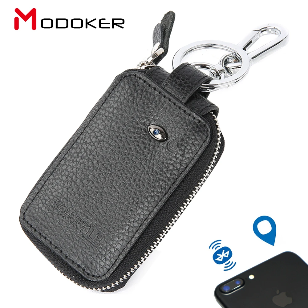 Мужской бумажник для ключей Modoker из натуральной кожи с GPS трекером Bluetooth