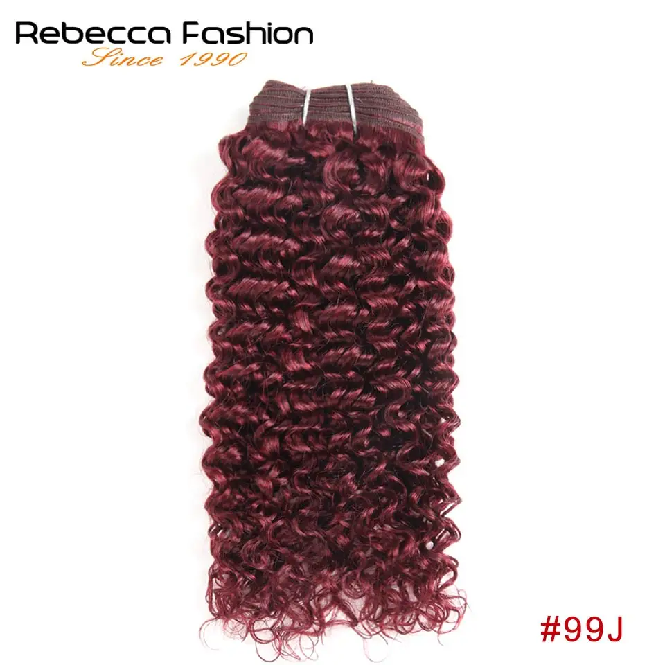 # 99J Rebecca Remy бразильский парик с кудрями человеческие пучки волос 100 г предварительно цветные винно-красные кудрявые нарощенные кудрявые волосы#30#27 - Цвет: # 99J
