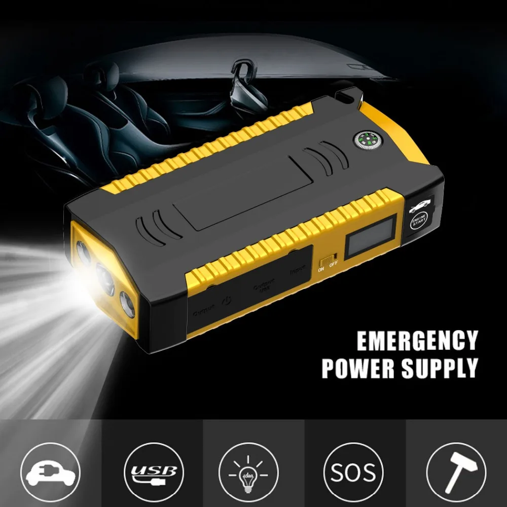 12V портативный многофункциональный стартер 4USB 600A Автомобильный Аккумулятор Booster