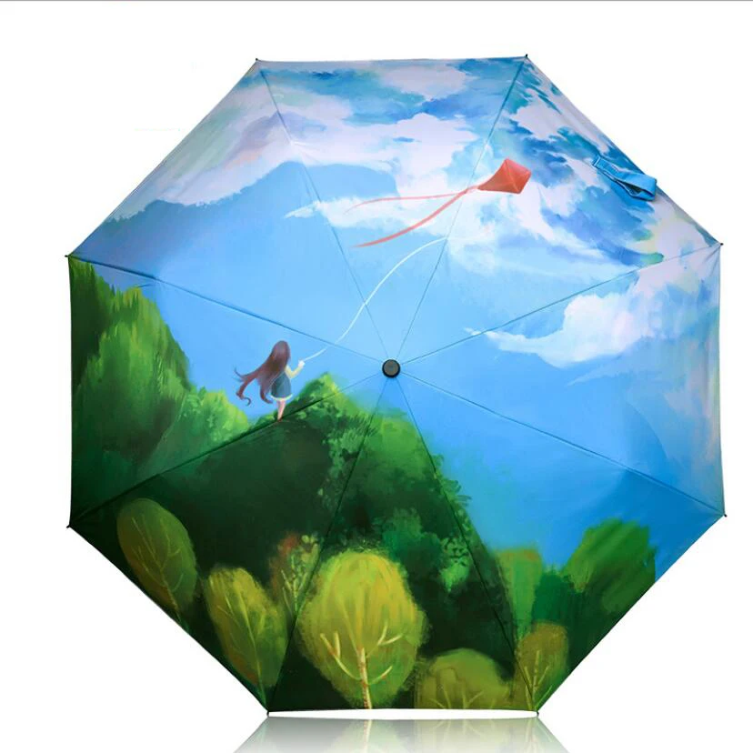 Красивая абстрактная картина маслом зонтик дождь прекрасный воздушный змей