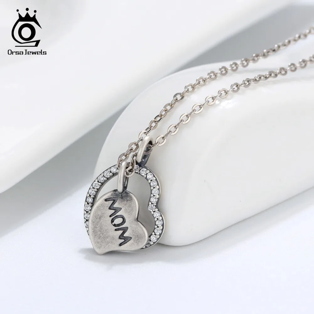 ORSA JEWELS 925 Стерлинговое серебро кулон ожерелья для мам женщин AAA кубический циркон
