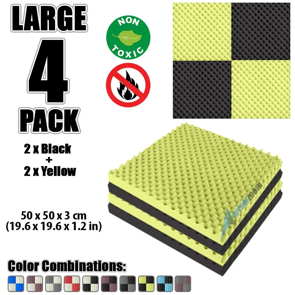 

Arrowzoom 4 pcs 19.6" x 19.6" x 1.2" Color Combination Convoluted Egg Crate Tile Studio Sound Absorbing Panel Acoustic Foam