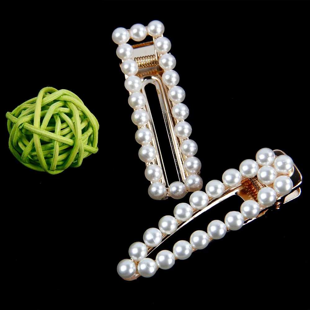 2019 весна новый стиль заколки для волос полный жемчуг заколка металлический