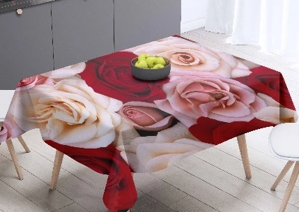 Скатерть из серого дерева с фиолетовыми цветами и розами 3d Рисунок моющаяся