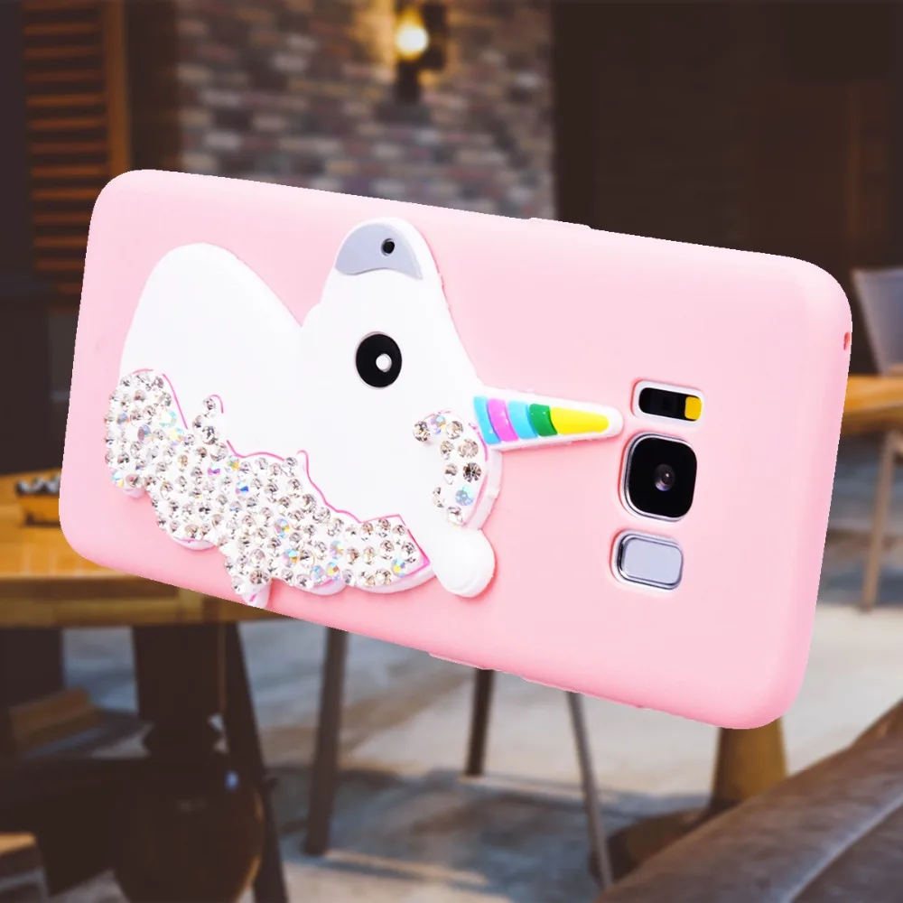 Cute Unicorn Girls Case For Samsung S8 Women Glitter Candy Color Soft Silicone 3D Cover Plus |