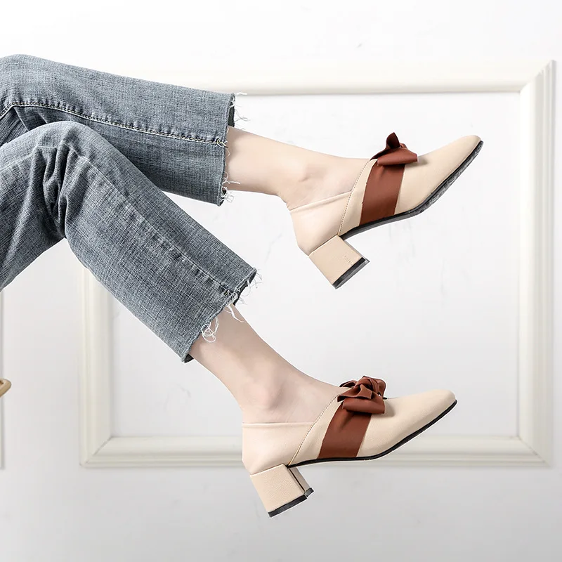 Новые туфли-лодочки женская обувь Туфли-лодочки на Высоком толстом каблуке с