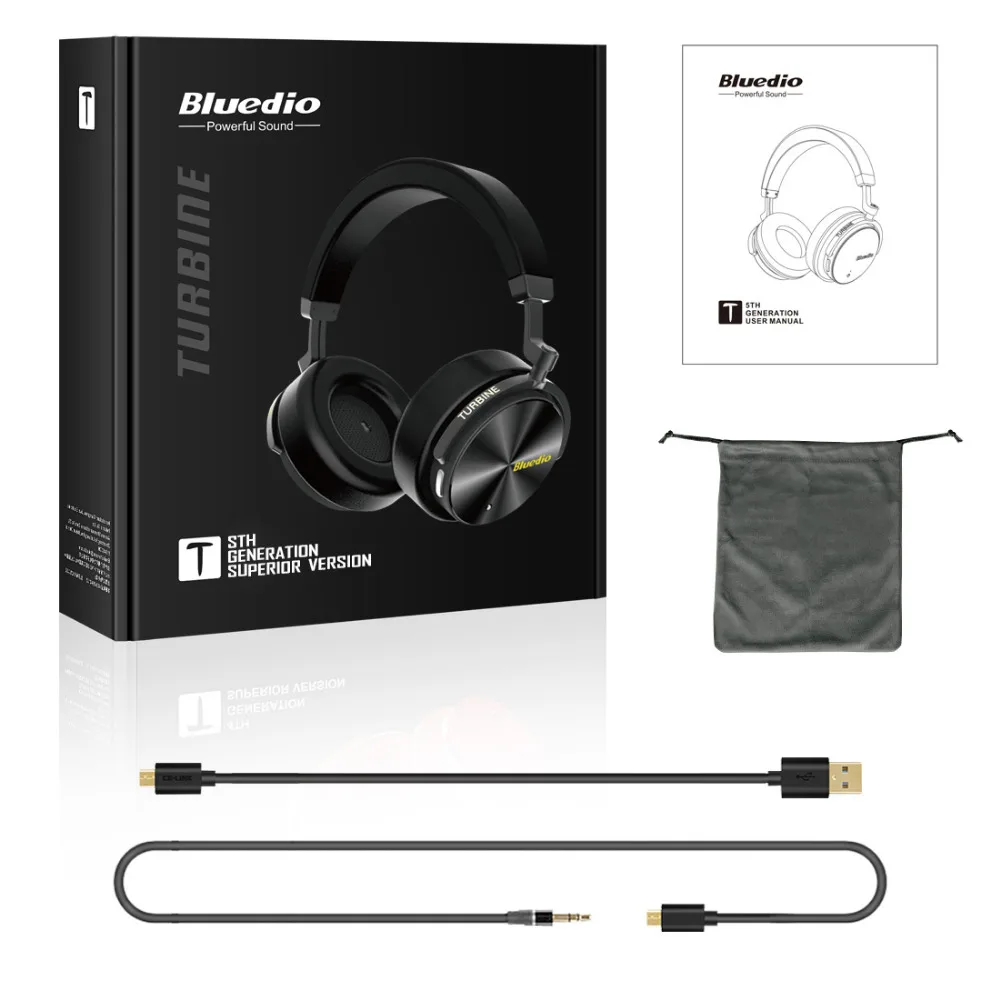 Bluedio T5S Active Шум отмена Беспроводной Bluetooth наушники Портативный гарнитура с