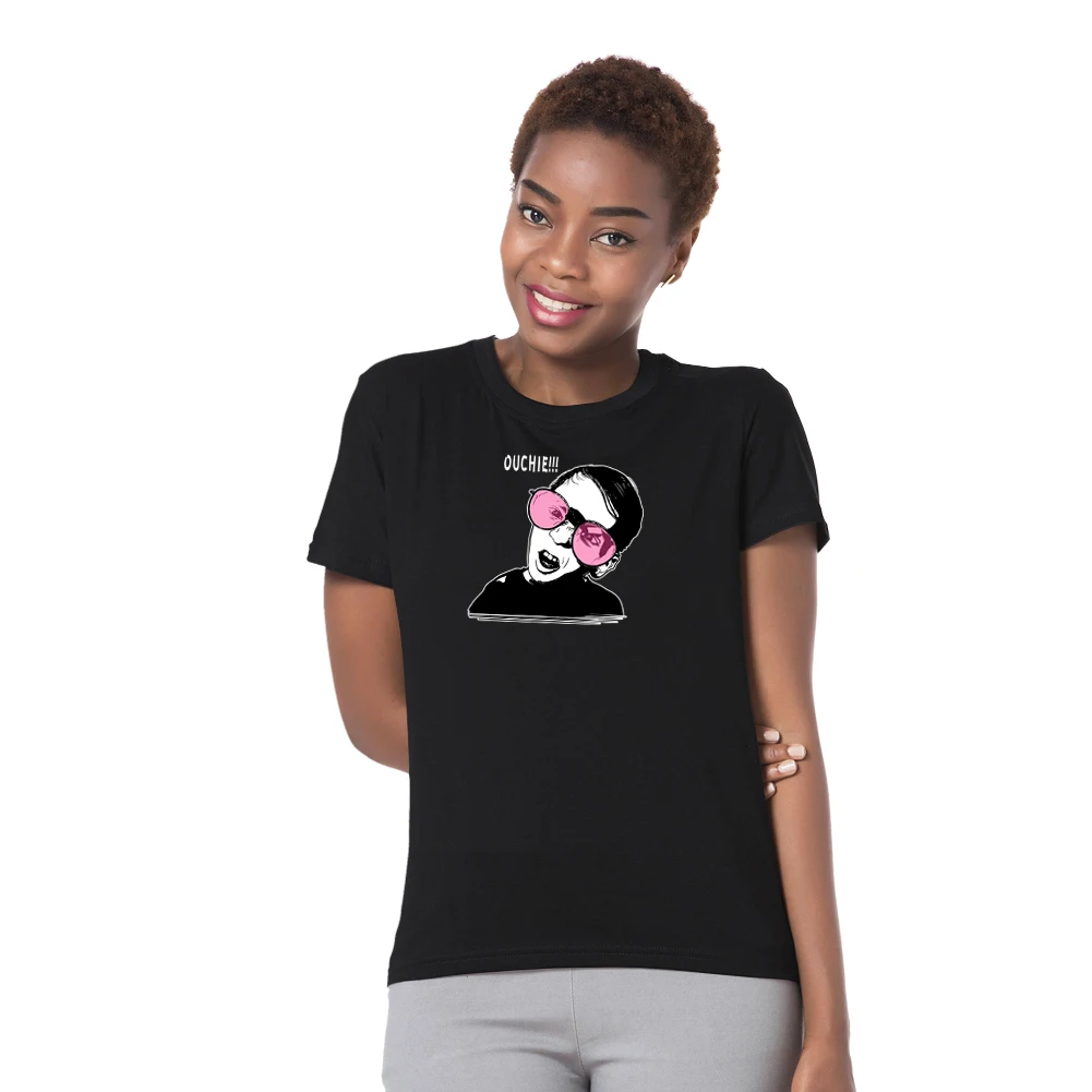 Женские и мужские ouchie мультфильм Для лица короткий рукав Футболка пара