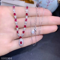kjjeaxcmy boutique jewelry 925 sterling silver inlaid natural ruby gemstone necklace pendant female models support detection