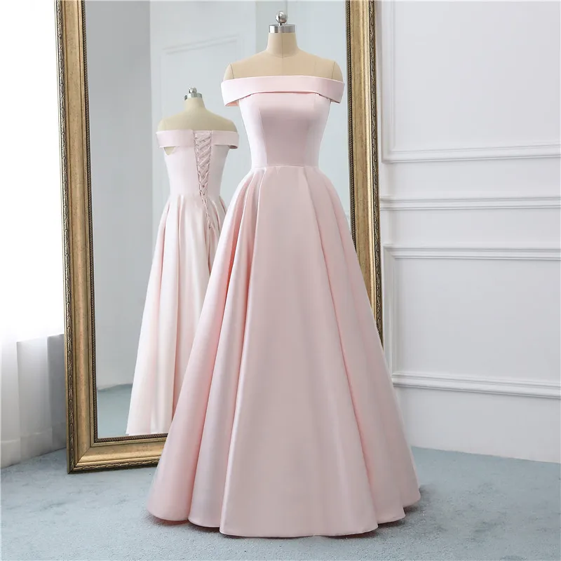 Baijinbay vestido de festa длинное вечернее платье трапециевидной формы, простое вечернее платье с открытыми плечами, торжественное Пышное Платье на шнуровке, Robe De Soiree