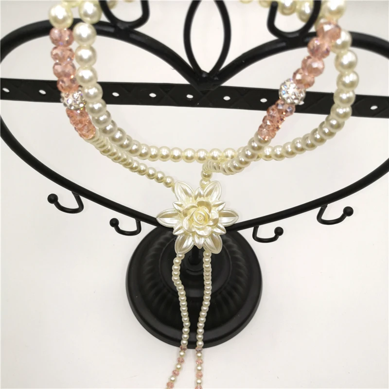 2019 China Fashion Three-dimensional Flower Sweater Chain Crystal Simulation Pearl Modern Necklace Exotic Accessories E0010 |